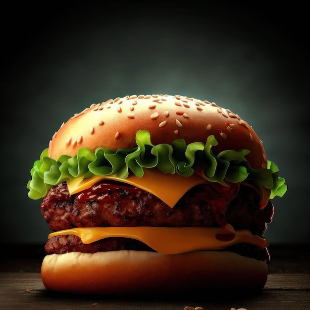 A hamburger with a green leafy top