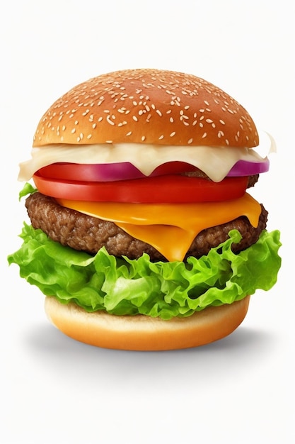 A hamburger with a hamburger and a lettuce on it