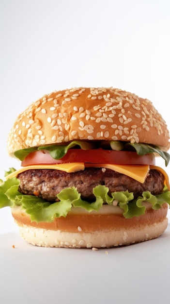 A hamburger with lettuce tomato and cheese generative AI