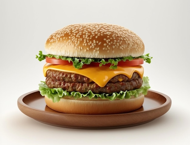 A hamburger with lettuce and tomato on it
