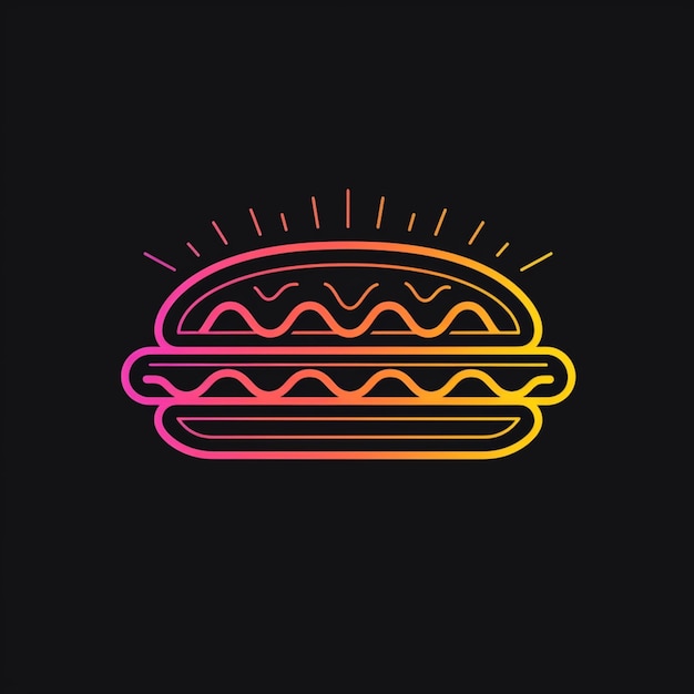 a hamburger with a light on it and a sunburst in the background