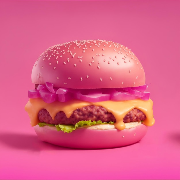 Hamburger with pink coloring