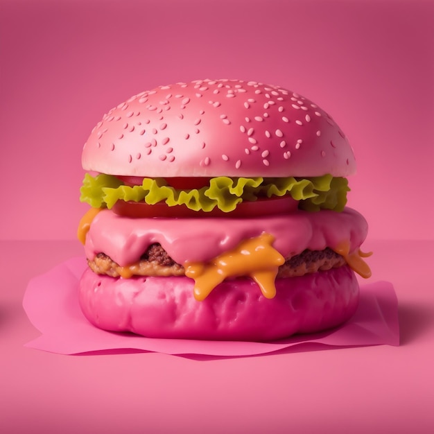 Hamburger with pink coloring