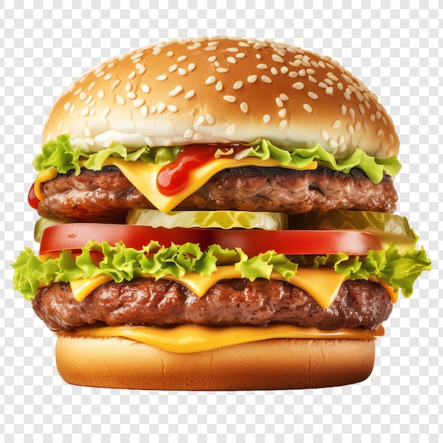Photo a hamburger with a red tomato on it and a cheeseburger on the top