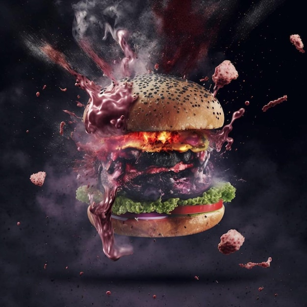 A hamburger with smoke coming out of it