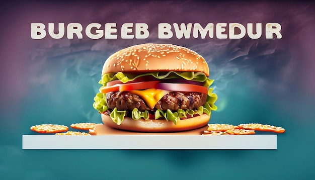 A hamburger with the words hump on it