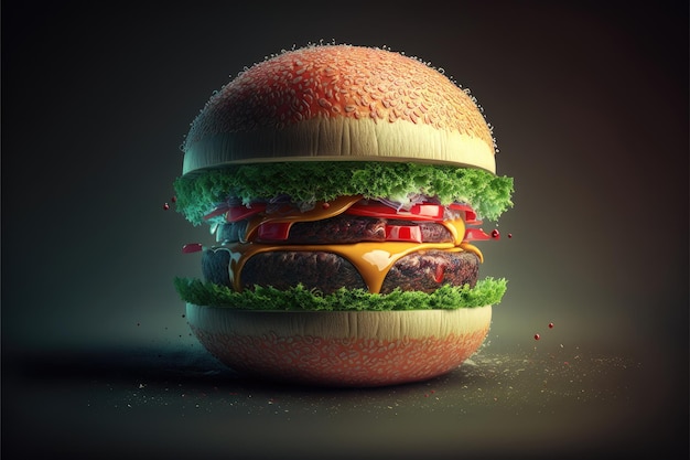 Hamburger on wood background unhealthy food Made by AIArtificial intelligence