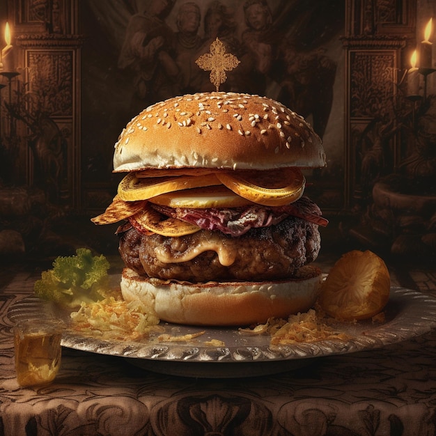 hamburgerillustratie in minimalistische stijl, strak en modern
