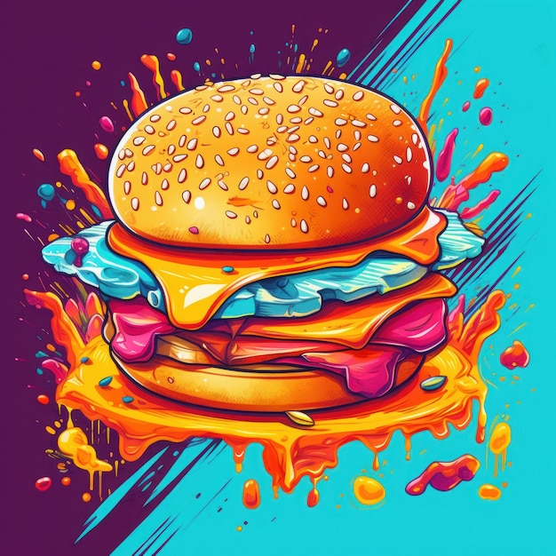 Hamburgers in an art style