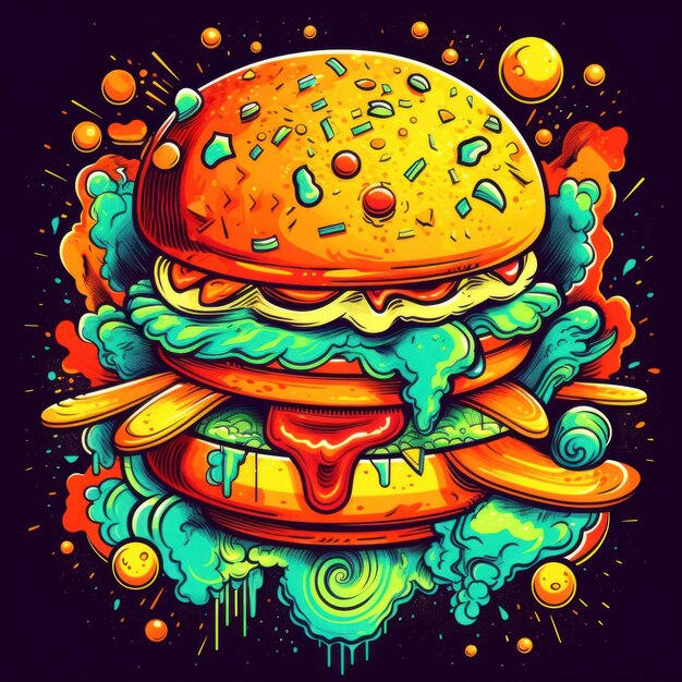 Hamburgers in an art style