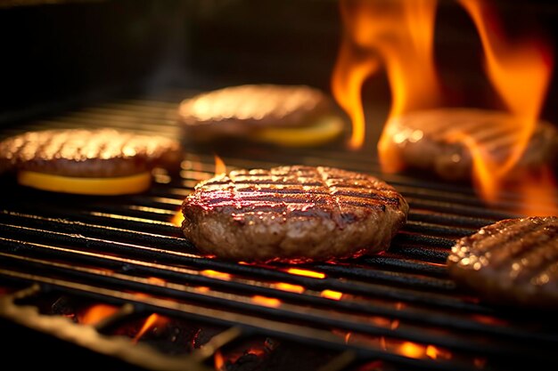 Hamburgers on the grill