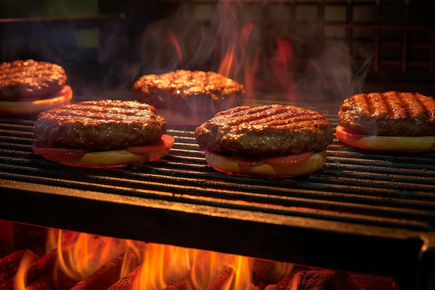 Photo hamburgers on the grill