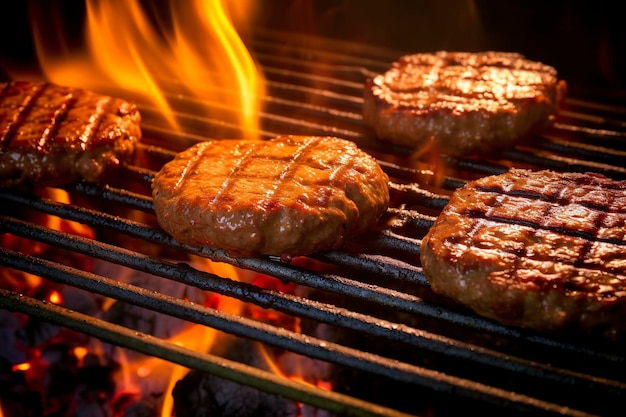 Hamburgers on the grill