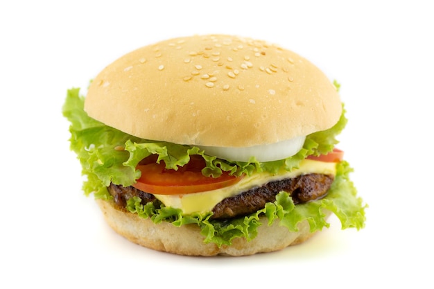 Photo hamburgers isolated on white background.