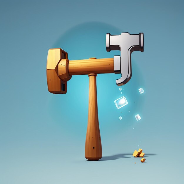 Hammer floating cartoon vector icon illustration tool object icon concept isolated premium vector