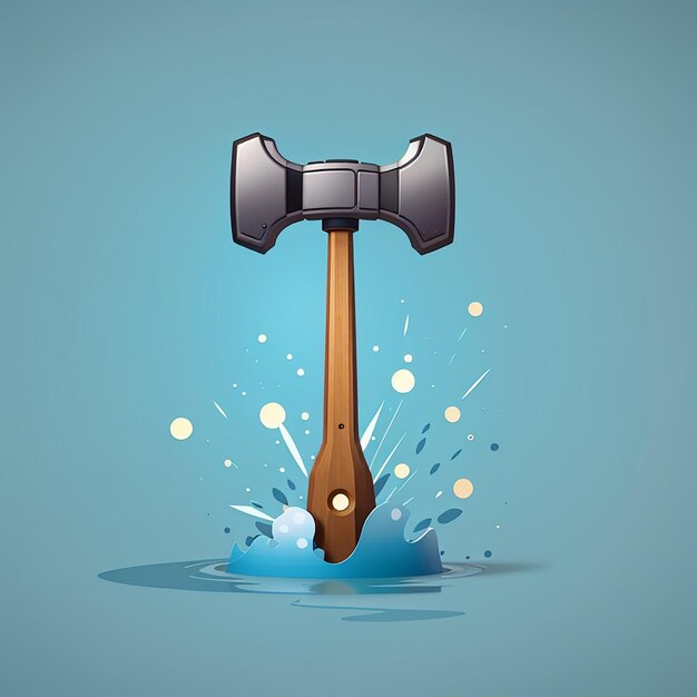 Hammer floating cartoon vector icon illustration tool object icon concept isolated premium vector