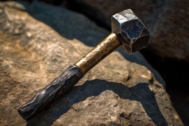 a hammer on a rock