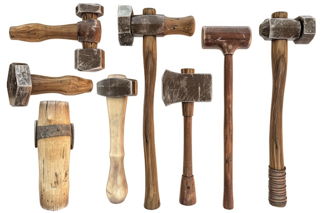 Photo hammer various hammers and mallet isolated on white