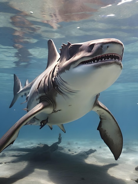 Hammerhead haaien zwerven door de diepte Generatieve AI