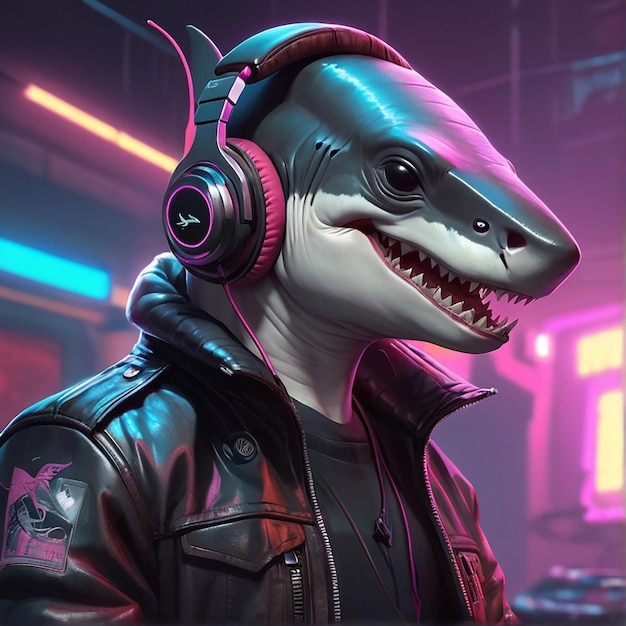 Hammerhead Shark Synthwave Serenity Down Under door Alex Petruk