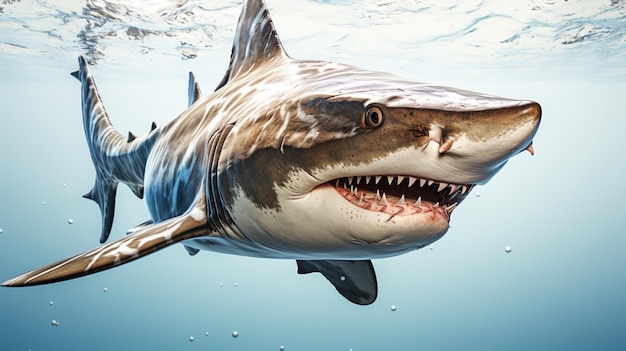 A hammerhead shark on white background