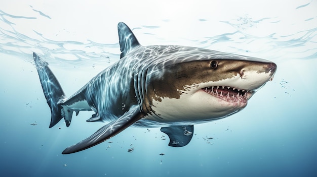 A hammerhead shark on white background