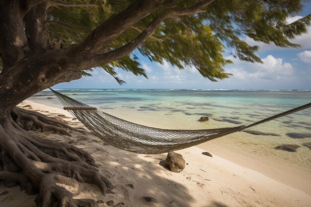 Hammock beach Sea vacation palm Generate Ai