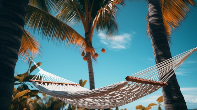 Photo hammock on a beach with palm trees