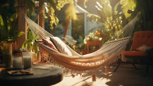 A Hammock in the Middle of a Patio