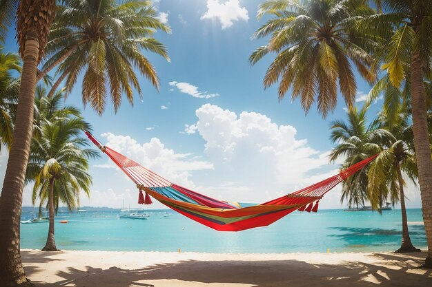 Hammocks with palm trees