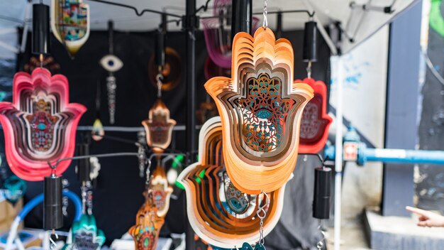 Photo hamsa is a palm-shaped amulet. tel aviv, israel.