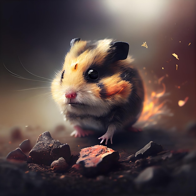 Hamster op een achtergrond van stenen Het concept van het spel