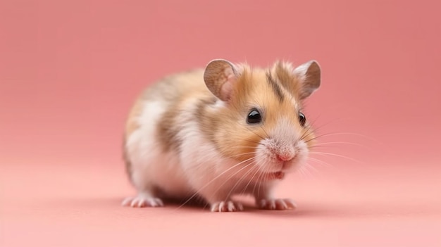 A hamster on a pink background