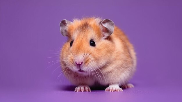 A hamster on a purple background