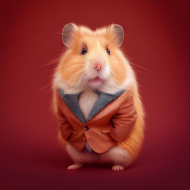 hamster in smart formal suit and shirt dinner wear red office corporate