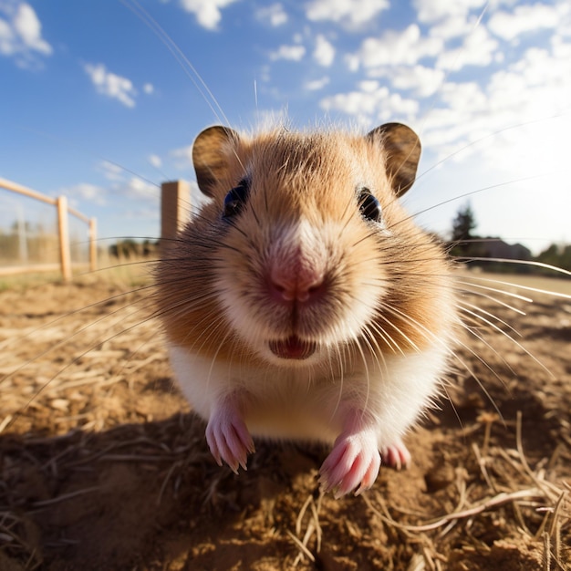 Hamster sniffing the camera face portrait