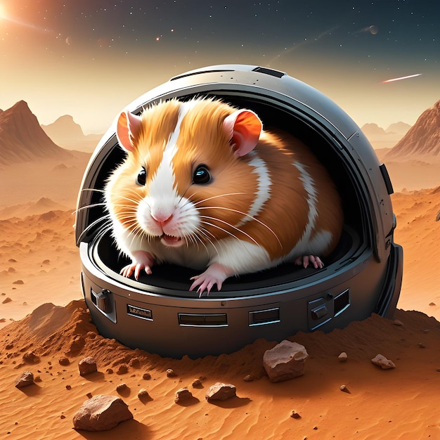 Photo a hamster in a space suit with the words hamster on the side