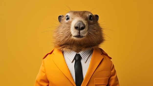 Photo a hamster in a suit with a suit and tie on