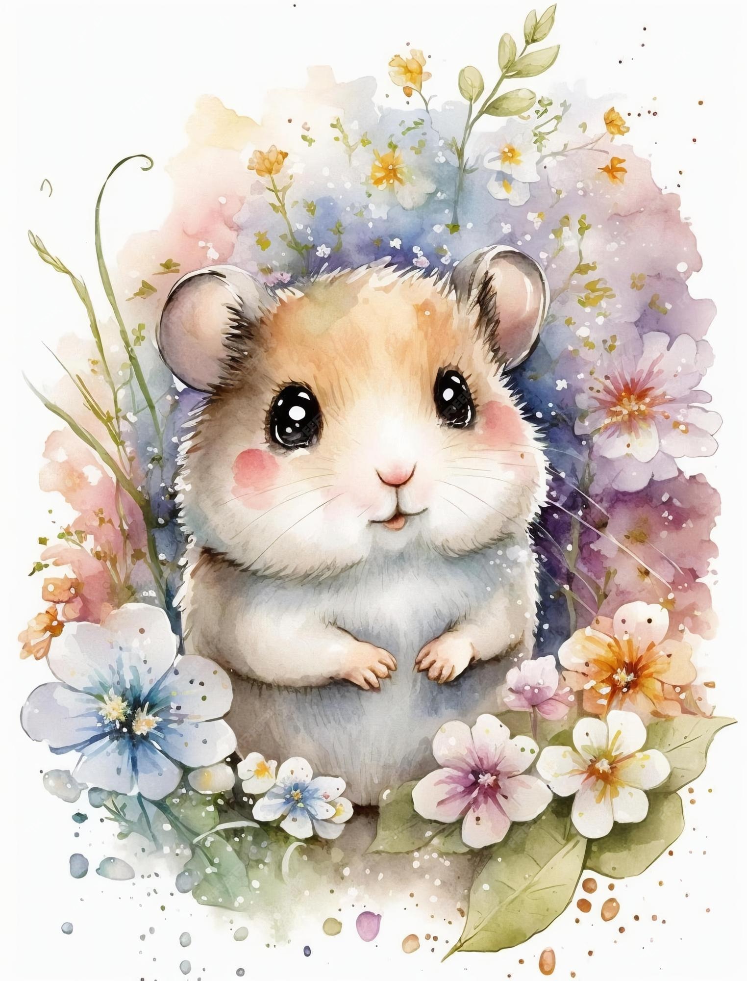 Premium AI Image | Hamster Watercolor Illustration