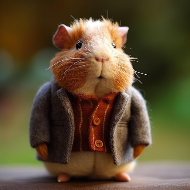 Photo a hamster wearing a jacket with a jacket on it