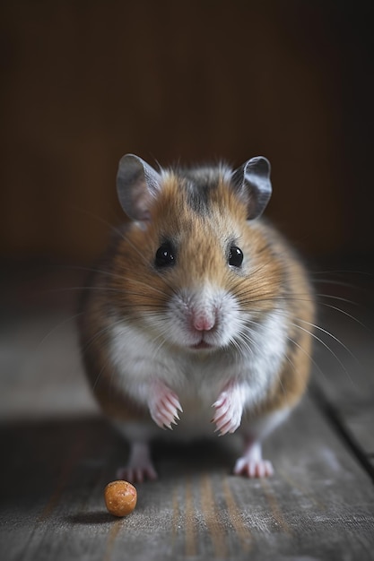 Hamster on a wooden background ai