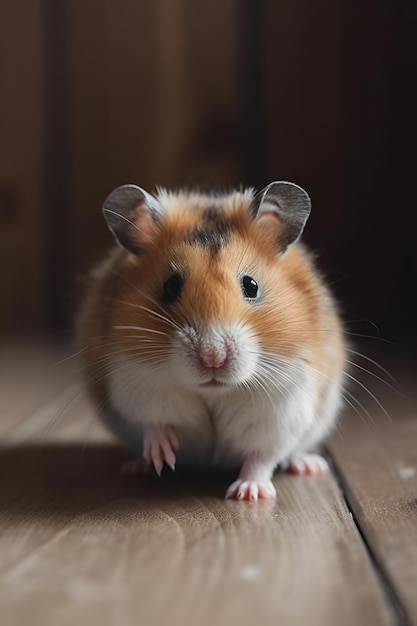 Hamster on a wooden background ai