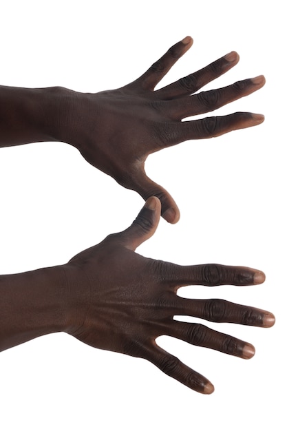 Hand of an african man on white