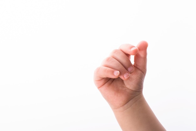 hand of a baby on a white background