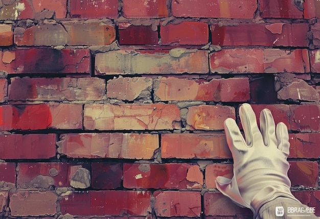 Hand on a brick wall