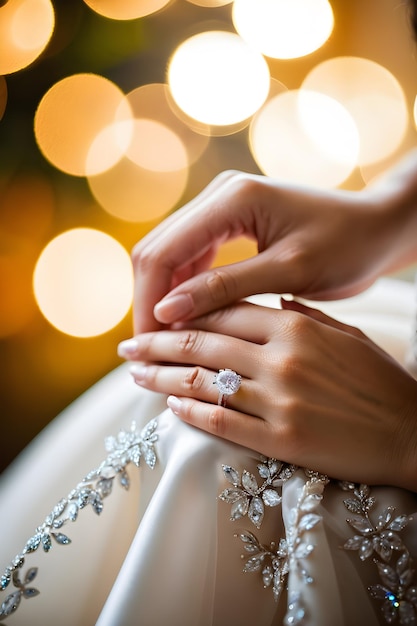 hand of a bride girl with a wedding ring