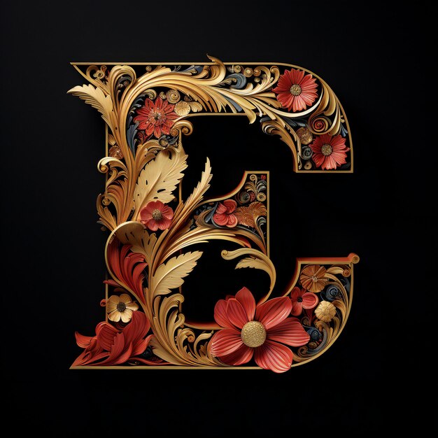hand carved flowers for letter e