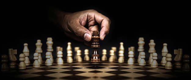 Hand choose chess concepts of challenge and leadership