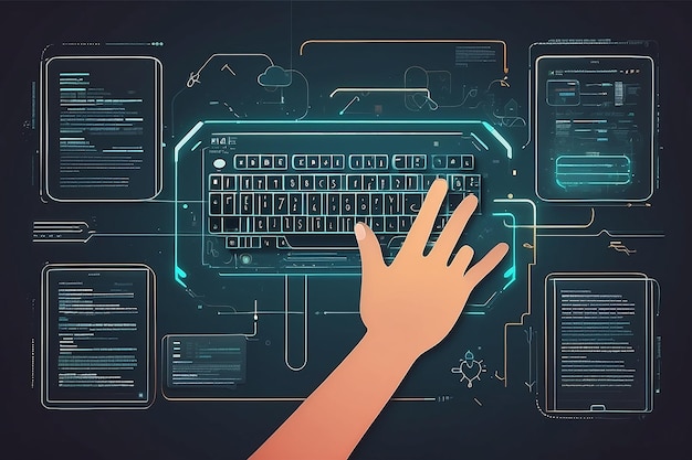 Hand coding concept illustration