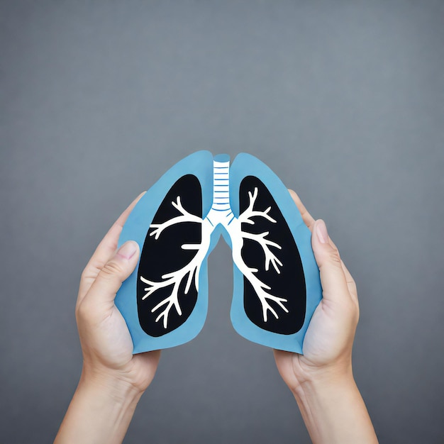 ハンドカバー シンボル 肺の病気から身を守るための肺のシンボル